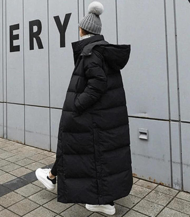 Women - Long Hooded Puffer Down Jacket - Warm and Stylish Winter Coat - Perfect for Cold Weather