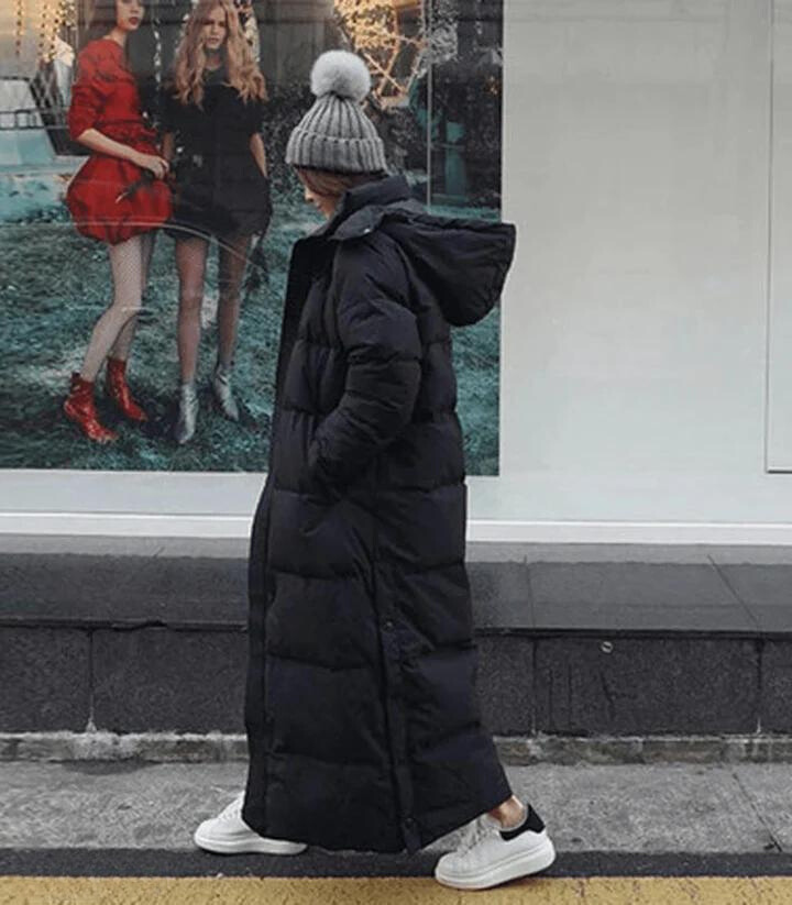 Women - Long Hooded Puffer Down Jacket - Warm and Stylish Winter Coat - Perfect for Cold Weather