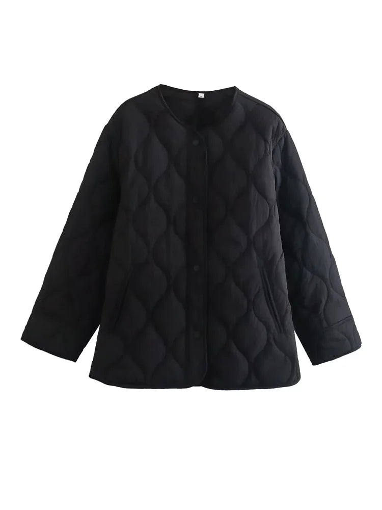 Oversized quilted jacket with pockets