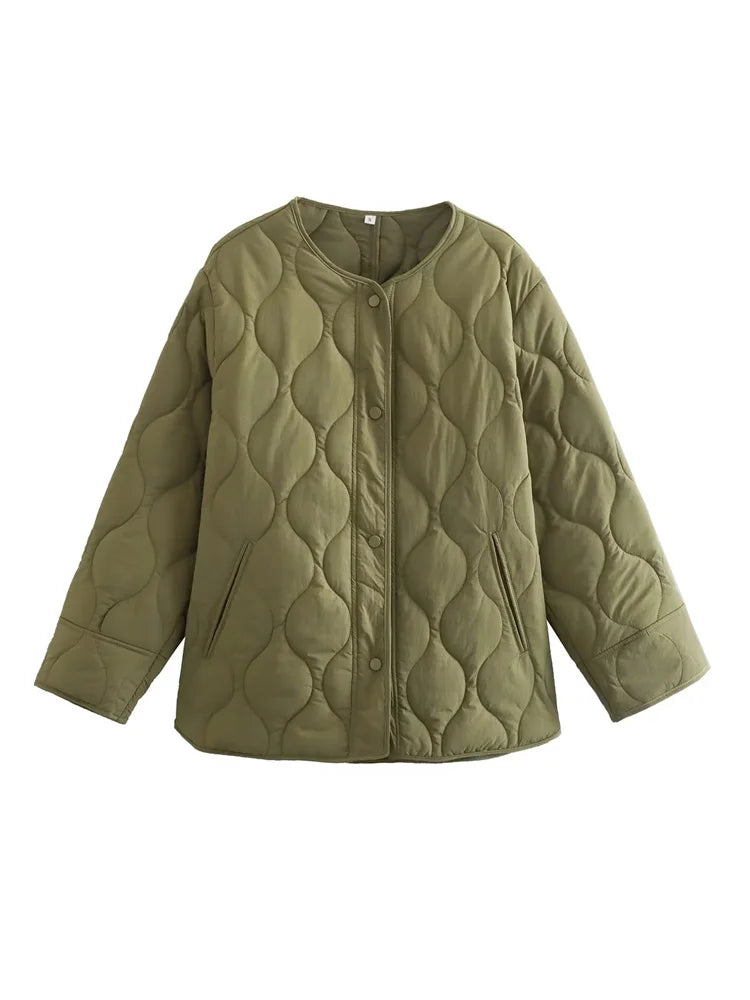 Oversized quilted jacket with pockets