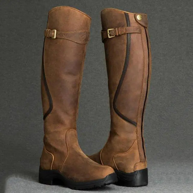 Elegant knee-high boots with buckle accent