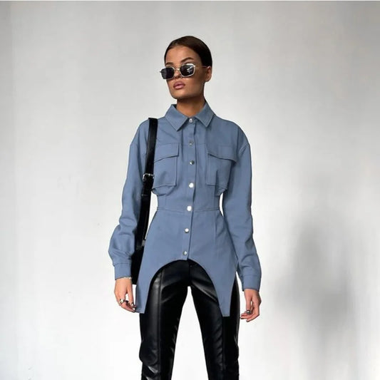 Structured shirt with button placket