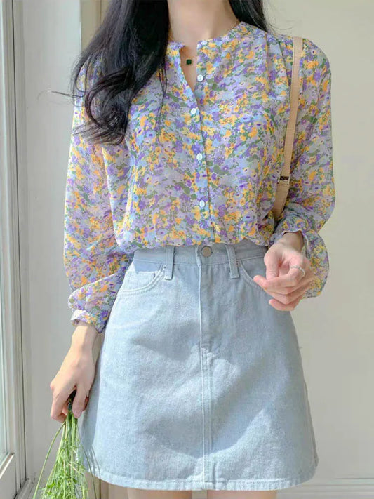 Chiffon blouse with print