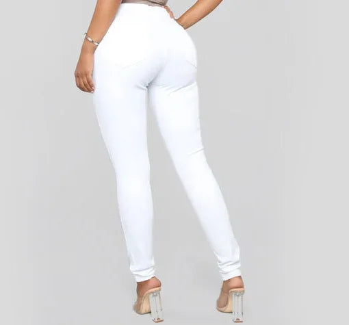 High-waisted skinny office jeans for women