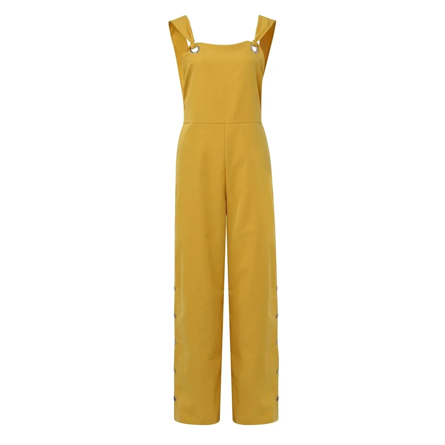 Summer jumpsuit with sleeveless twisted knots and pockets