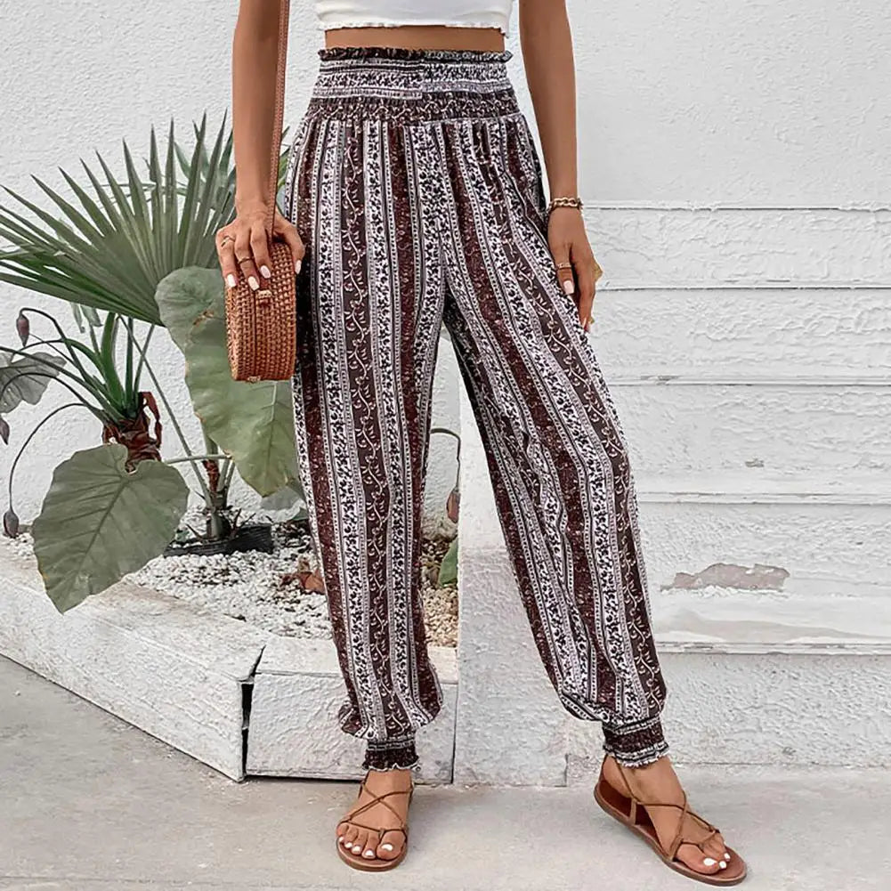 Harem trousers in ethnic boho style with print pattern