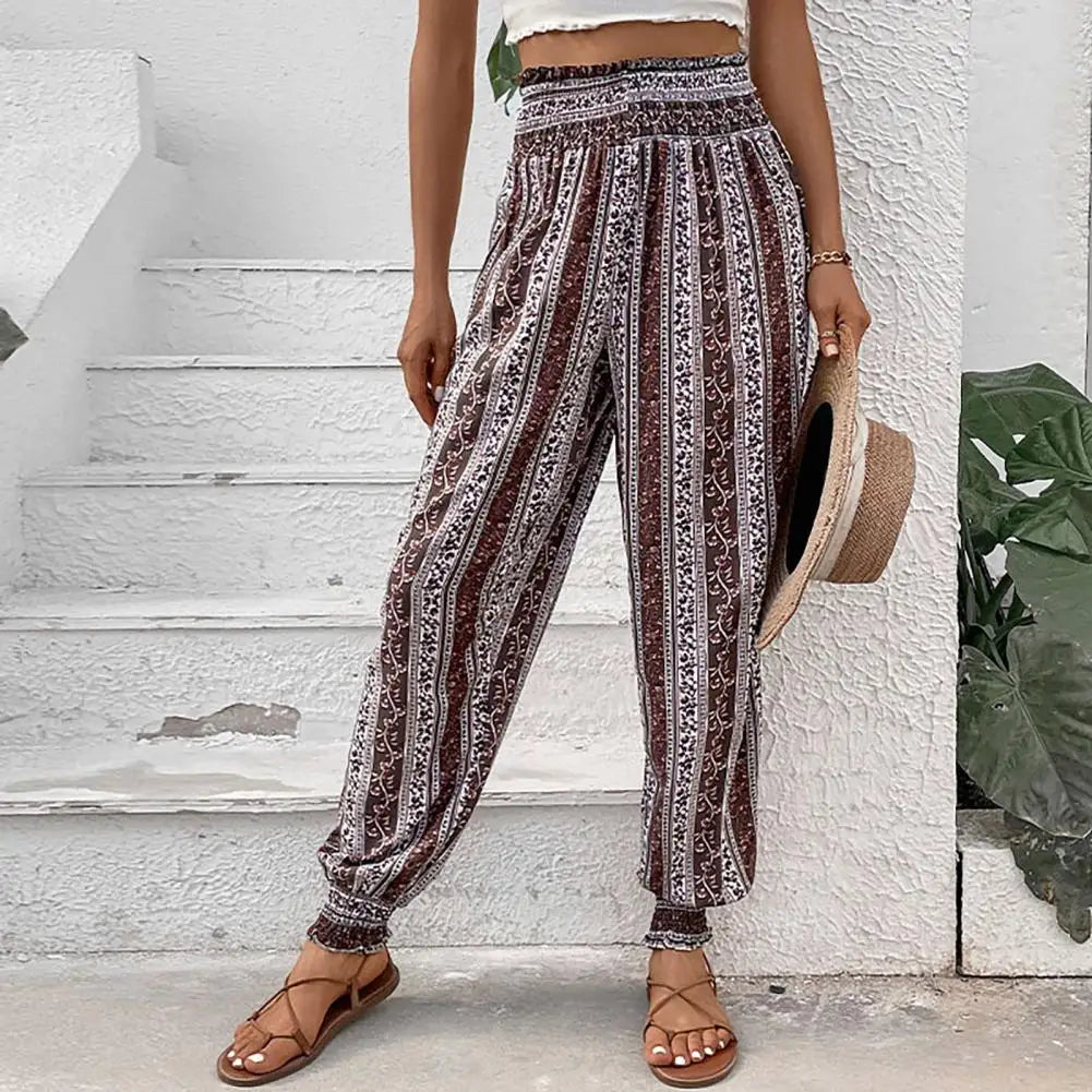 Harem trousers in ethnic boho style with print pattern