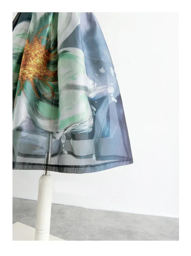 Organza skirt with floral print