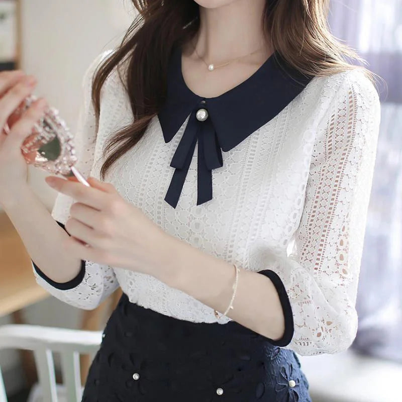 Lace blouse with Peter Pan collar