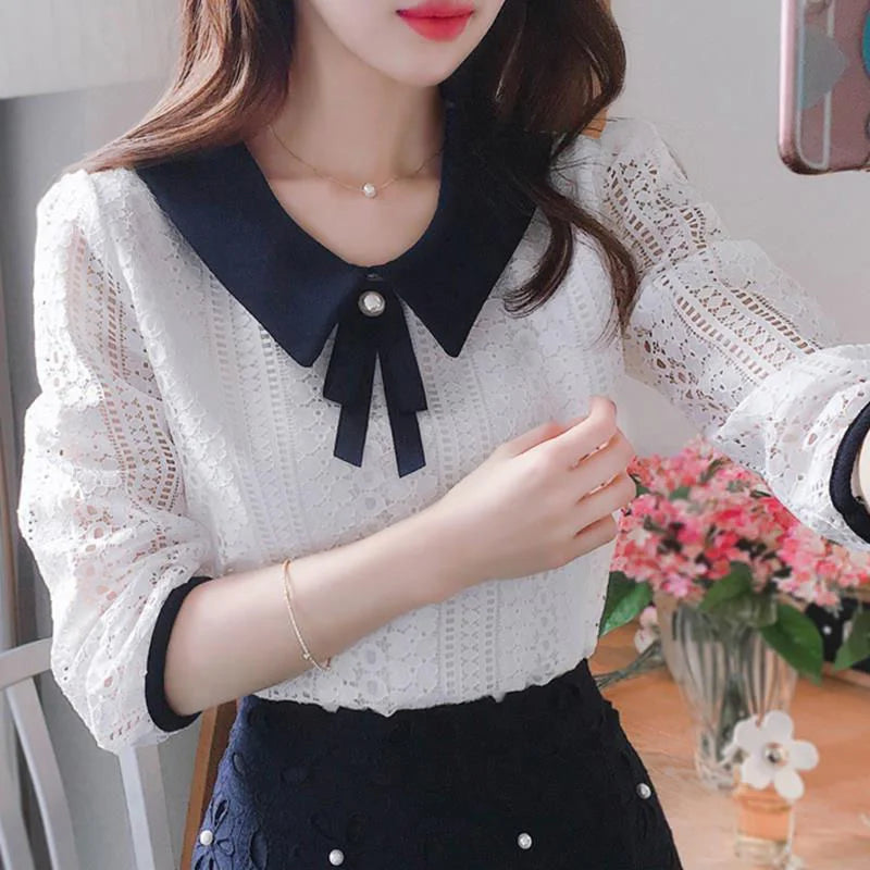 Lace blouse with Peter Pan collar