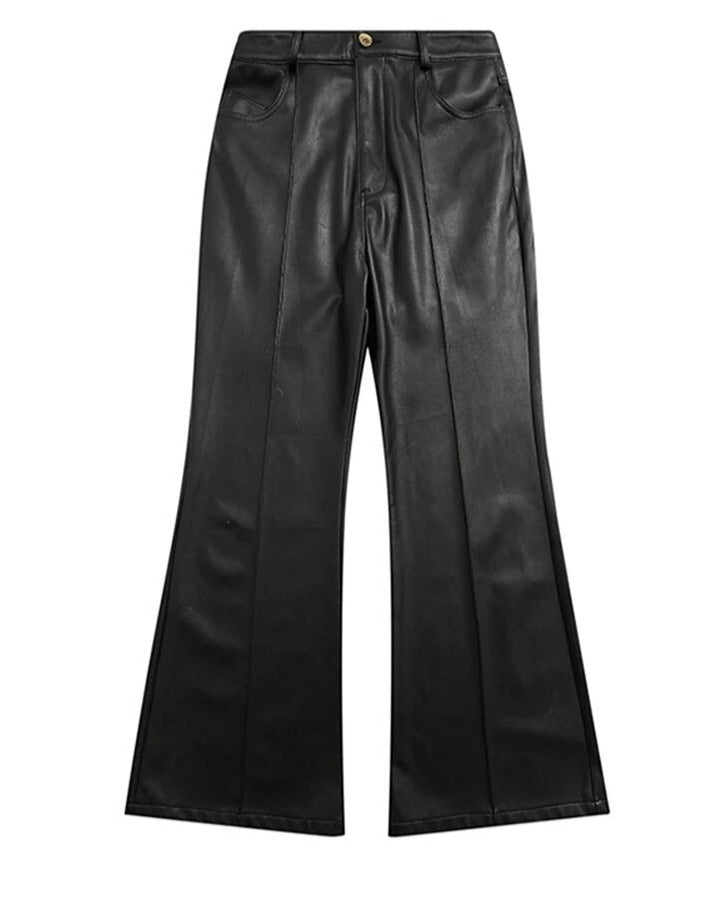 Long Flared Trousers Made From Soft Leather