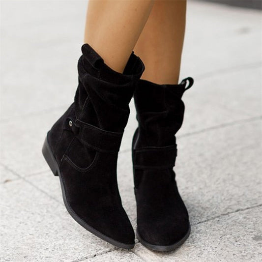 Low suede boots for women