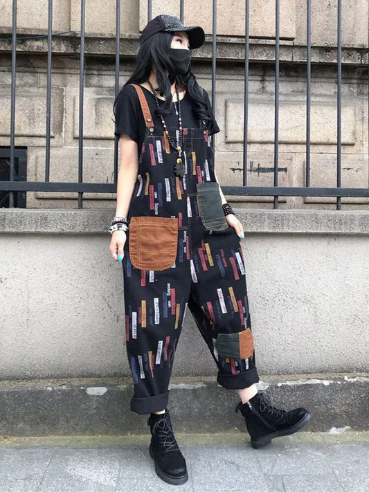 Women's Muti-colour Patchwork Denim Jumpsuit