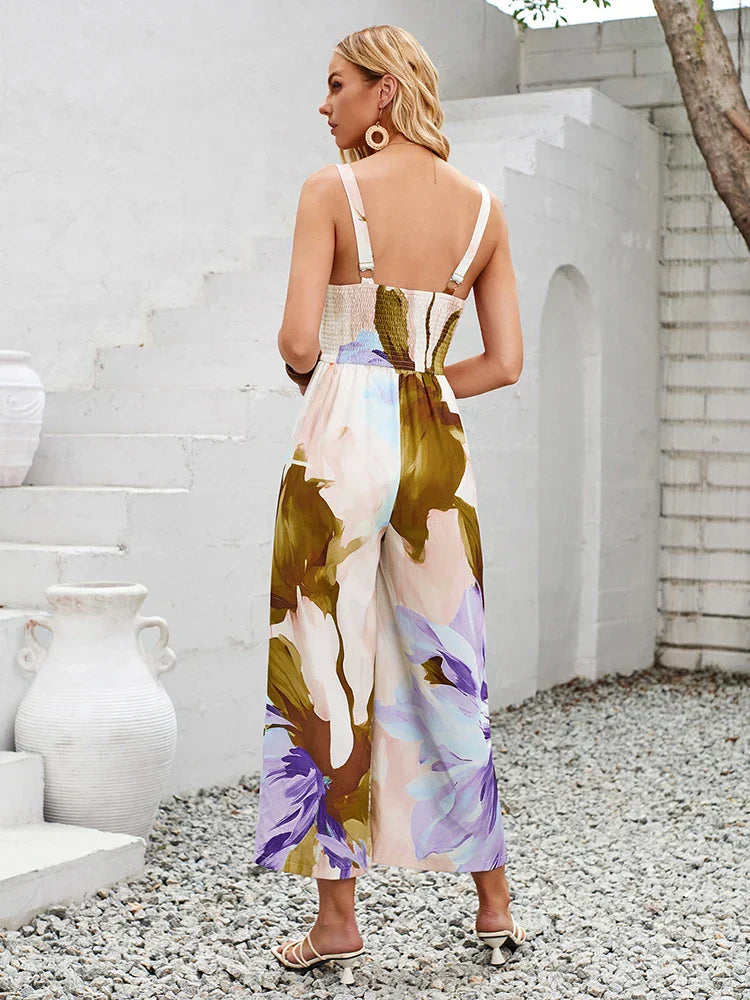 Summery jumpsuit with women's print