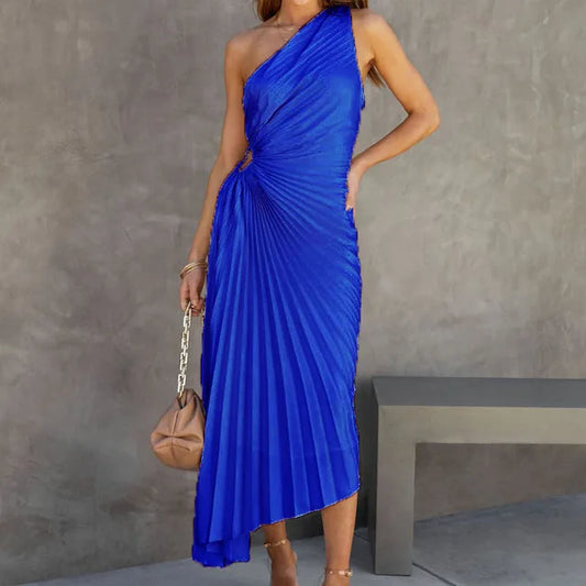 Dress with irregular pleats