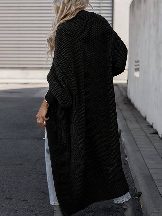 Women - Long Knitted Cardigan - Cozy with Pockets - Ideal for Layering & Everyday Comfort