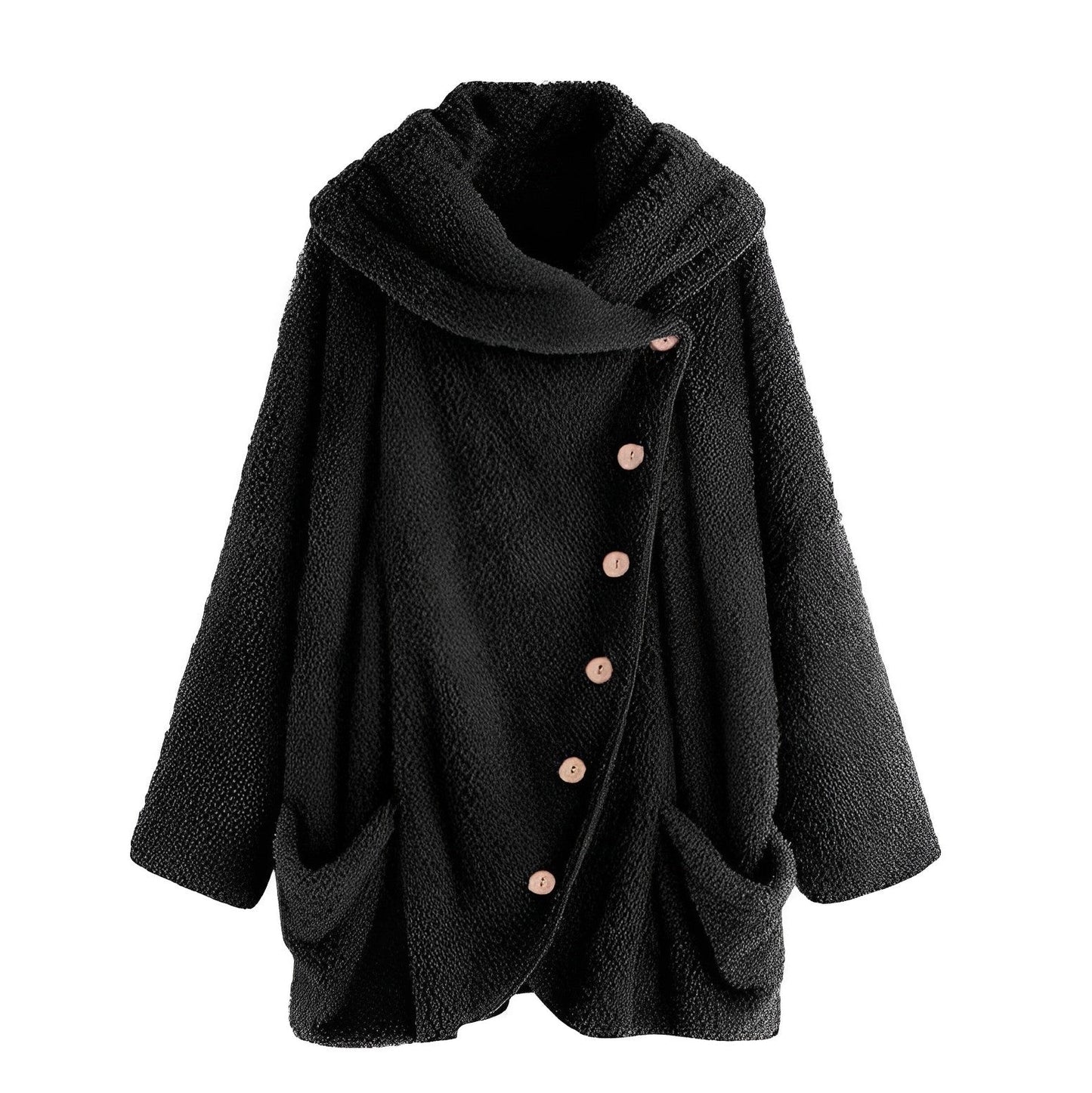 Women - Winter Jacket - Stylish Plush Fabric - Warm Cozy Outerwear for Cold Weather