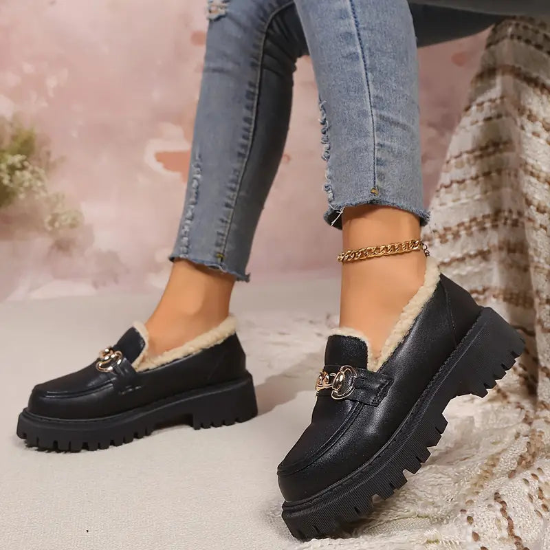 Women - Chain Loafers - Stylish Cotton - Trendy Casual Footwear for Every Occasion