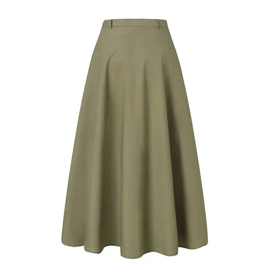 Modern A-line high waist slimming plus size long skirt