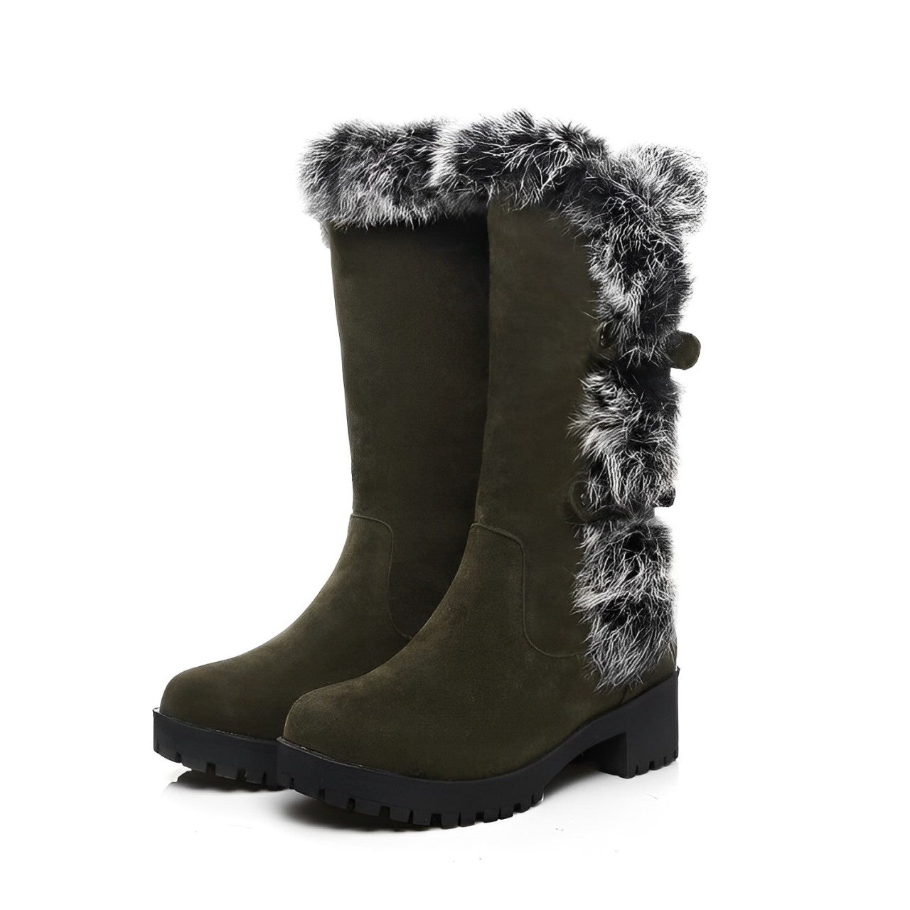 Women - Snow Boots - Elegant Suede - Stylish Winter Footwear for Comfort and Warmth