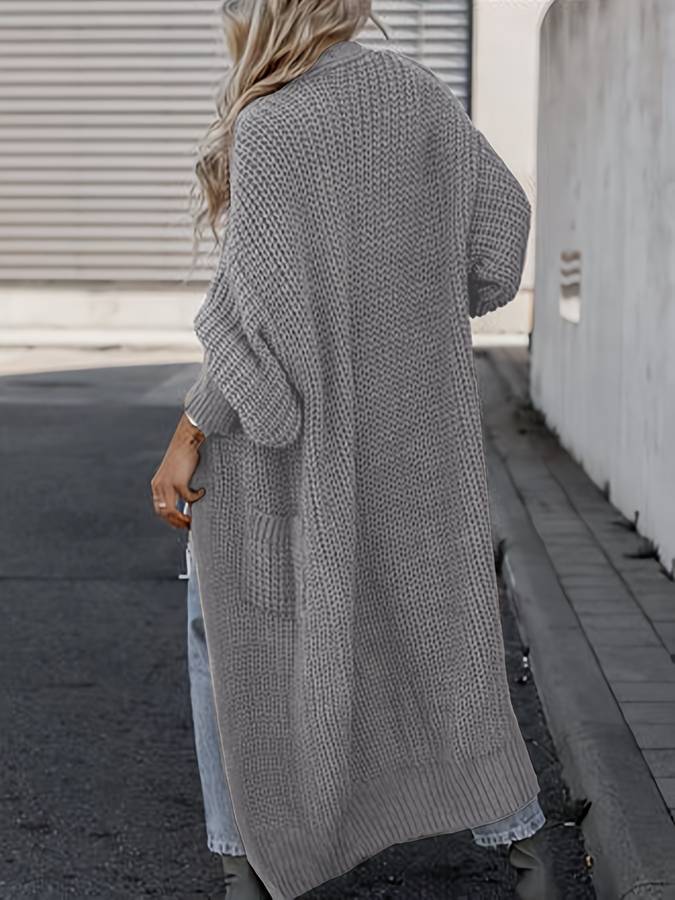 Women - Long Knitted Cardigan - Cozy with Pockets - Ideal for Layering & Everyday Comfort