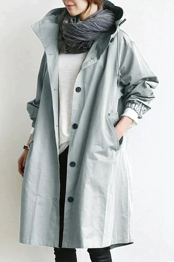 Trench coat with hood