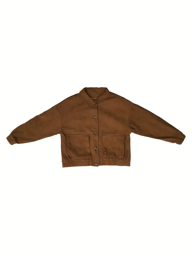 Corduroy jacket with front button fastening