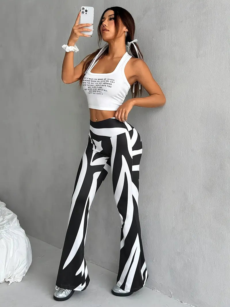 Women - High-Waisted Trousers - Fashionable & Comfortable - Trendy Women's Trousers