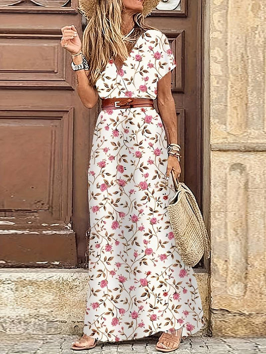 Abstract floral long maxi dress