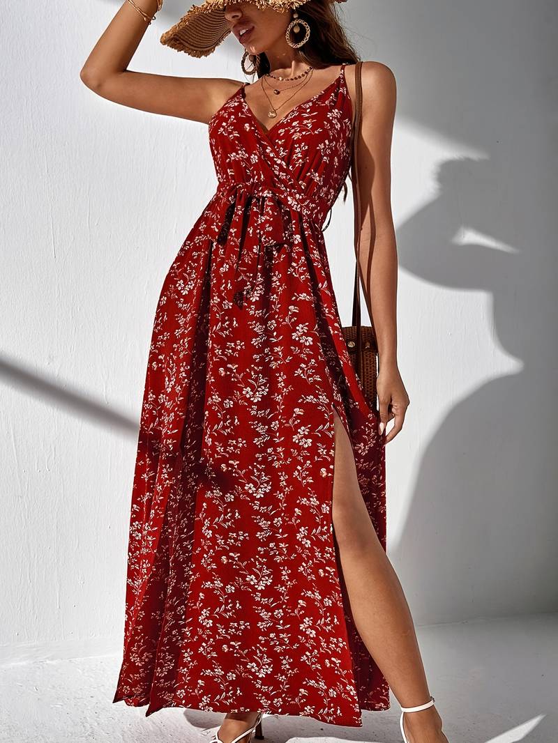 Floral Cami Dress With Side Slits