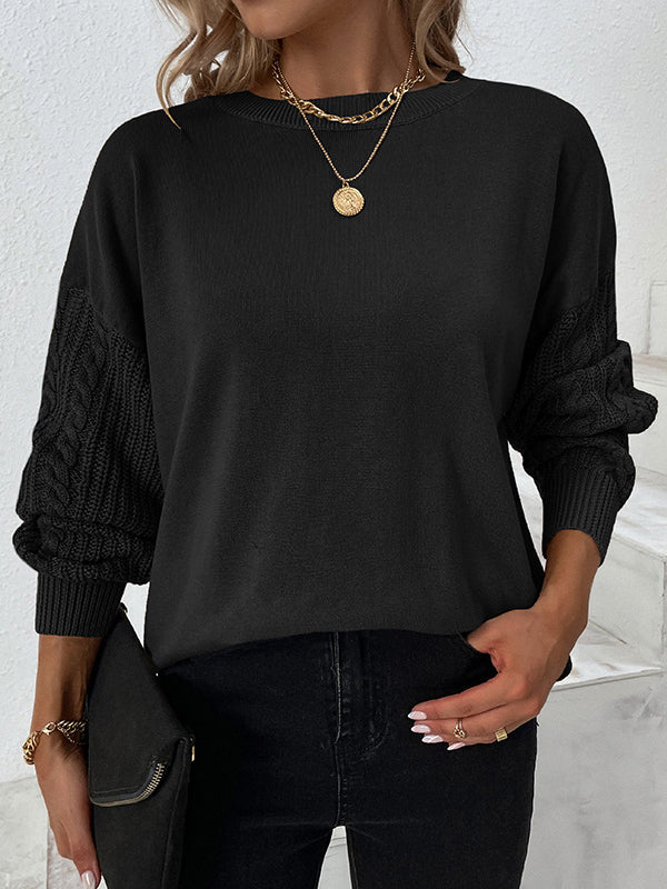 Plain twisted jumper with round collar