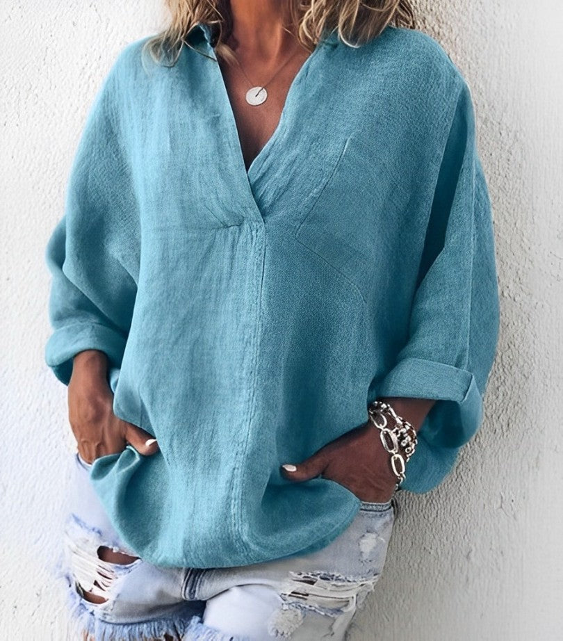 Oversized blouse with V-neck