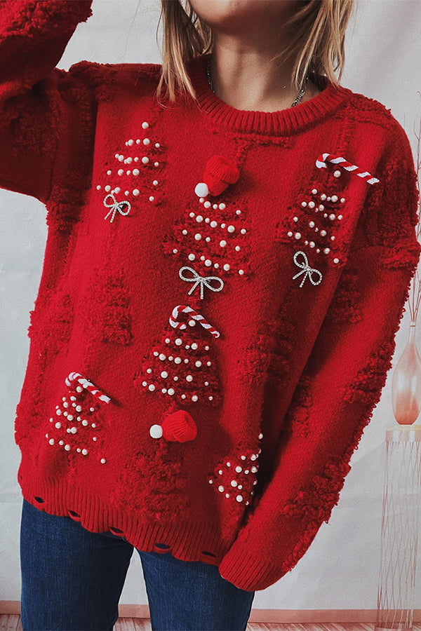 Women - Knitted Jumper - Cozy Classic Red Knitwear - Stylish & Comfortable Essential for Every Wardrobe