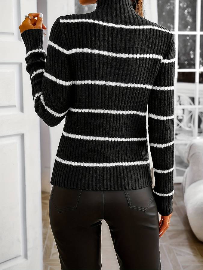 Women - Striped Round-Neck Jumper - Soft Cotton Blend - Everyday Comfort Knitwear