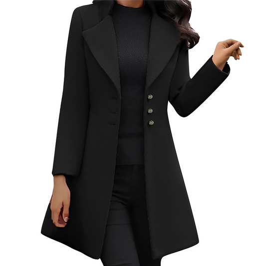 Women - Elegant Woollen Coat - Stylish & Warm - Fashionable Winter Outerwear