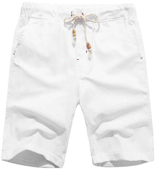 Linen beach shorts with drawstring for men