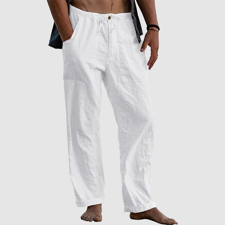 Linen beach trousers for men, loose fit