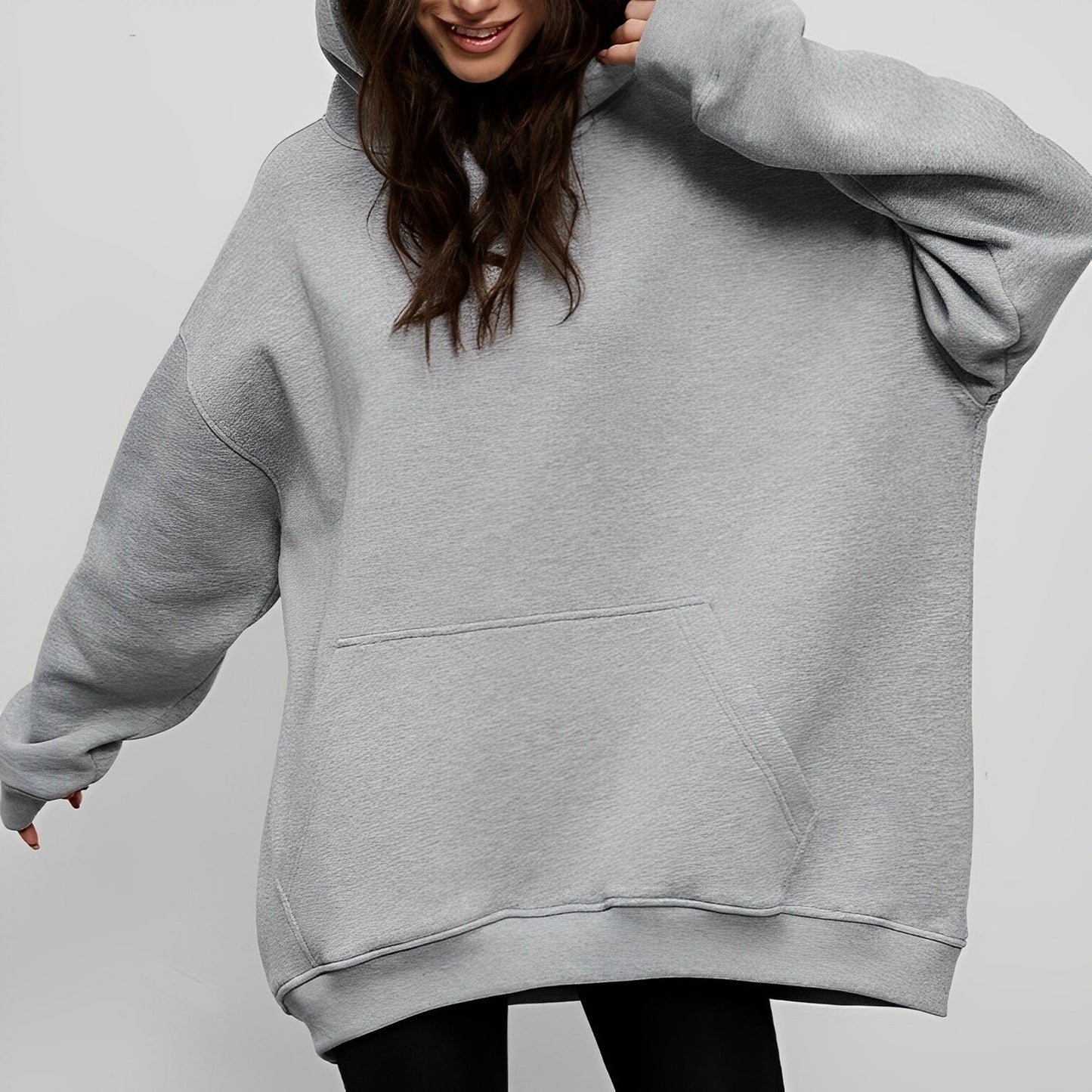 Women - Oversize Fleece Hoodie - Cozy with Pockets - Casual Comfort Wear