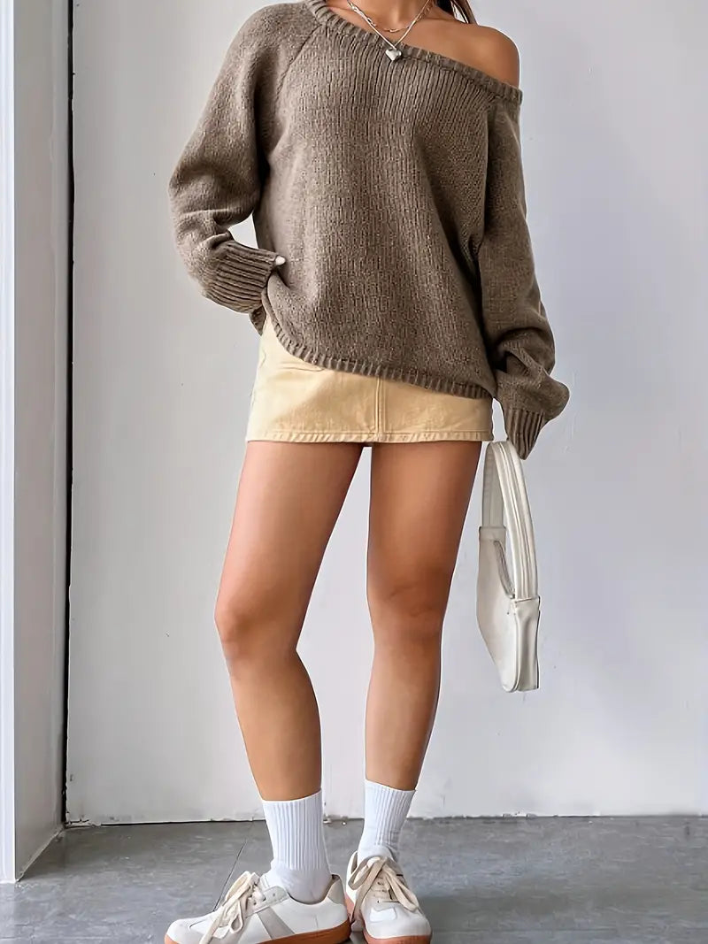 Knitted off-shoulder jumper