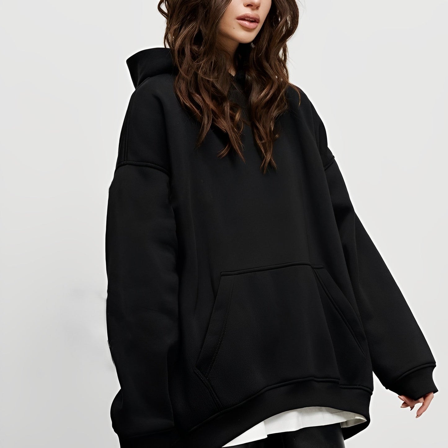 Women - Oversize Fleece Hoodie - Cozy with Pockets - Casual Comfort Wear