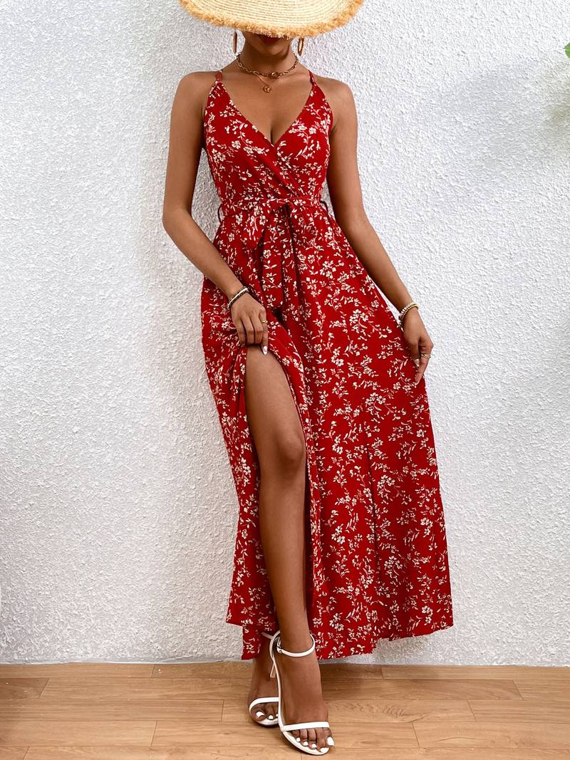 Floral Cami Dress With Side Slits