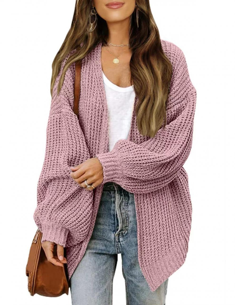 Women - Loose Knit Cardigan - Soft and Cozy Knitwear - Ideal for Layering