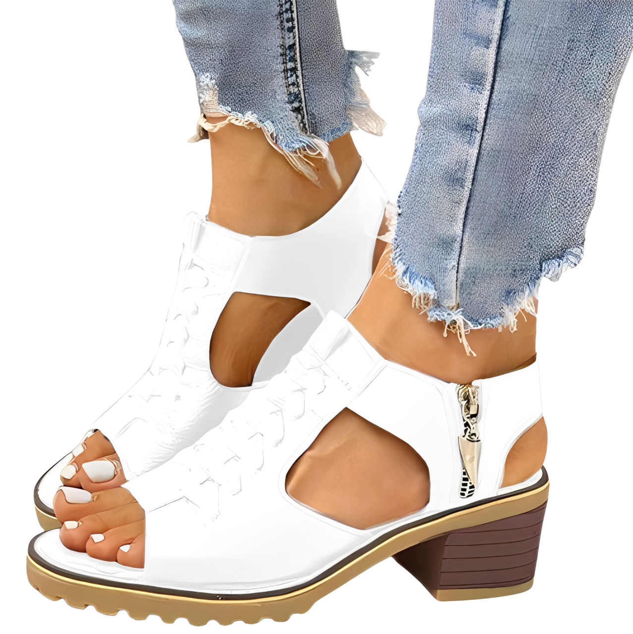 Strappy sandals with zip fastening