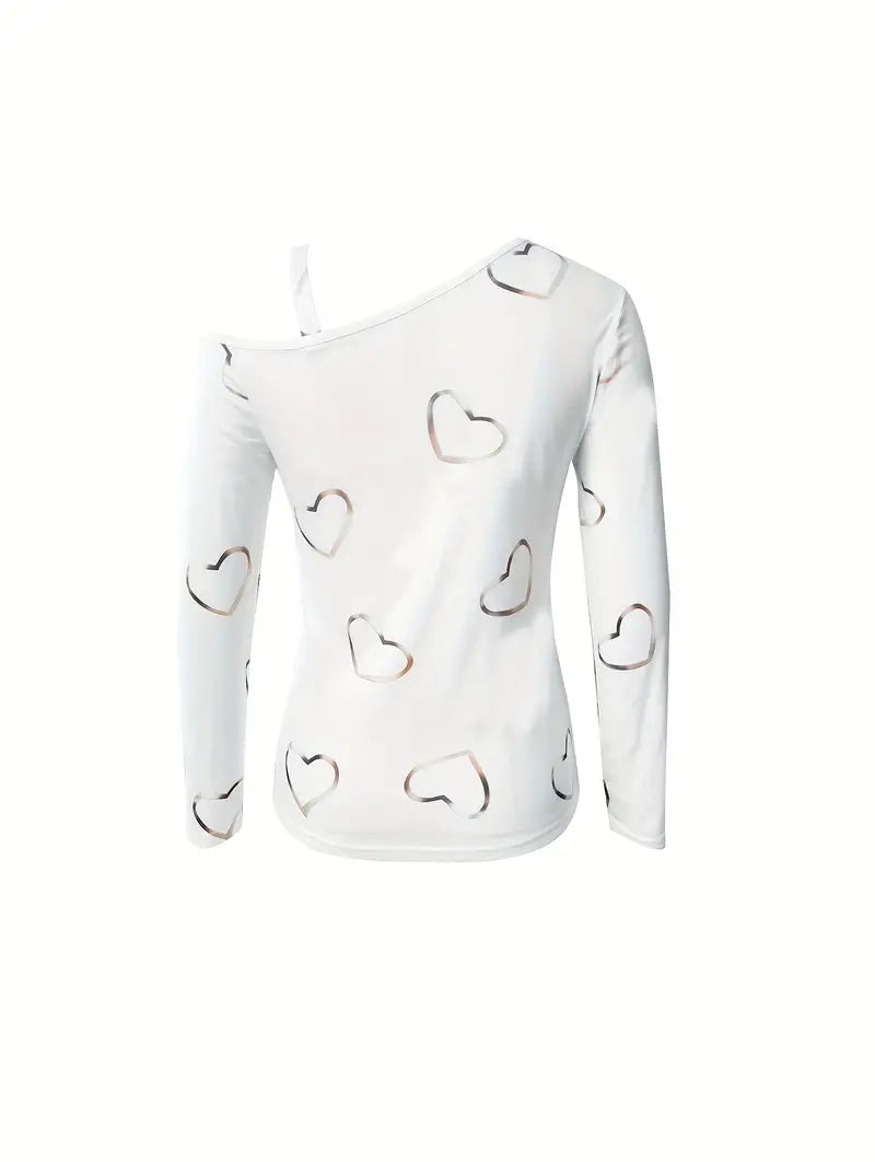 Heart sequin long sleeve shirt