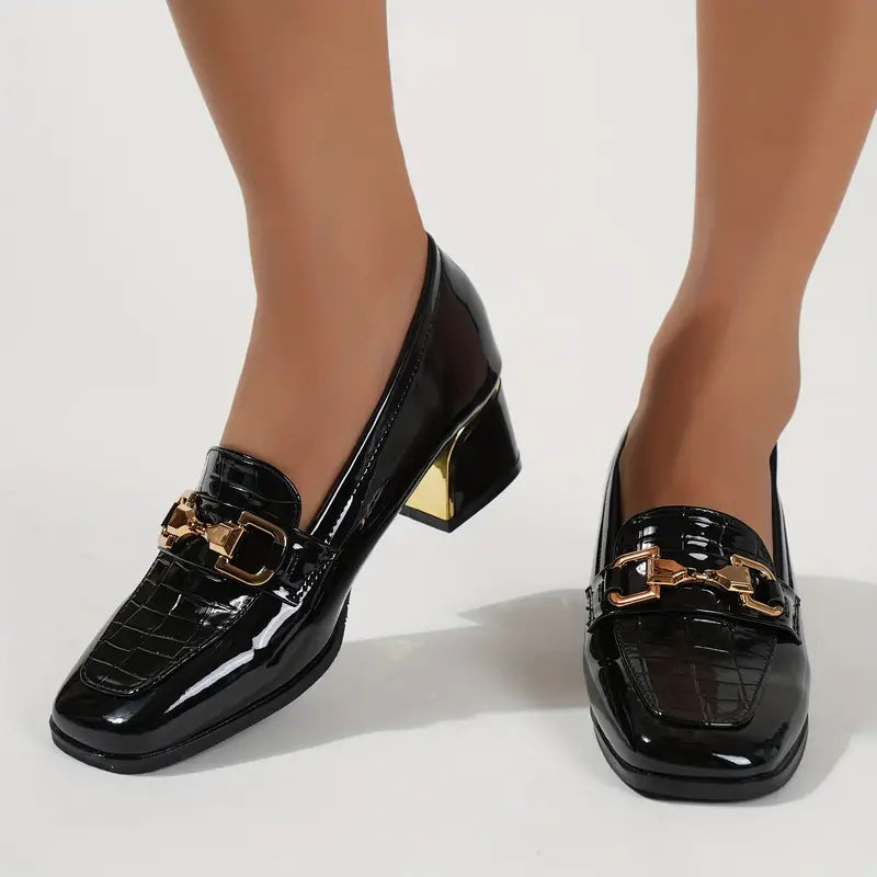 Women - Loafers - Chunky Heel - Stylish & Comfortable Footwear for Everyday Wear