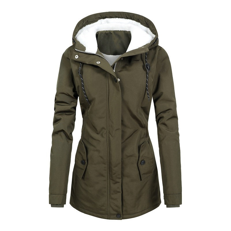 Women - Hooded Jacket - Fleece Lining - Stylish and Cozy Outerwear for Every Season