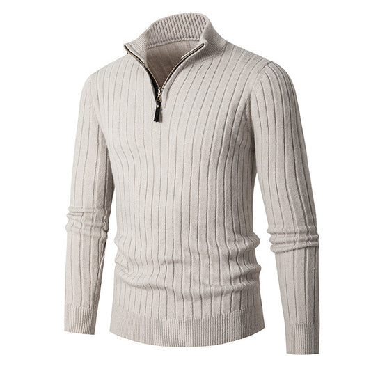 Men - Quarter Zip Jumper - Cozy Knit Fabric - Stylish Casual Sweater for All Occasions