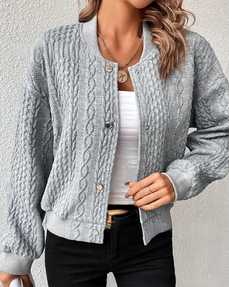 Women's Solid Cardigan - Cozy Knit with Button Placket - Stylish Layering Essential