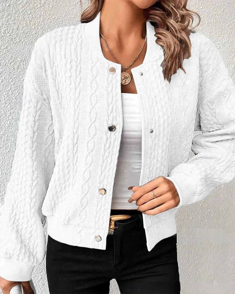 Women's Solid Cardigan - Cozy Knit with Button Placket - Stylish Layering Essential