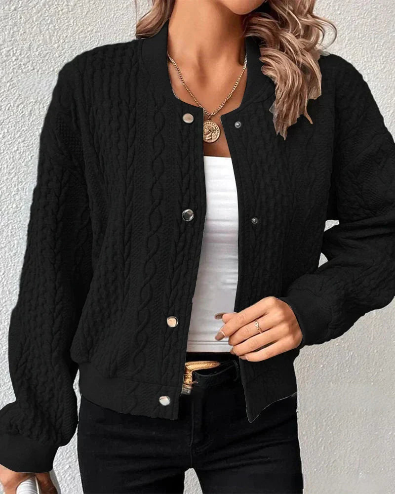 Women's Solid Cardigan - Cozy Knit with Button Placket - Stylish Layering Essential